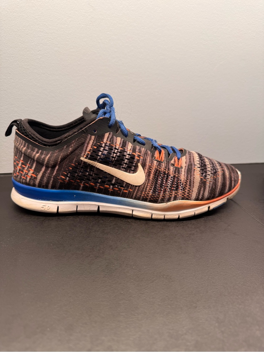 Nike Black, Blue & Orange Flyknit Running Shoes - Picture 2 of 7